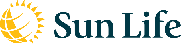 The Sun Life logo shows a stylized yellow sun with curved lines beside “Sun Life” in dark blue, representing Kingwood TX.